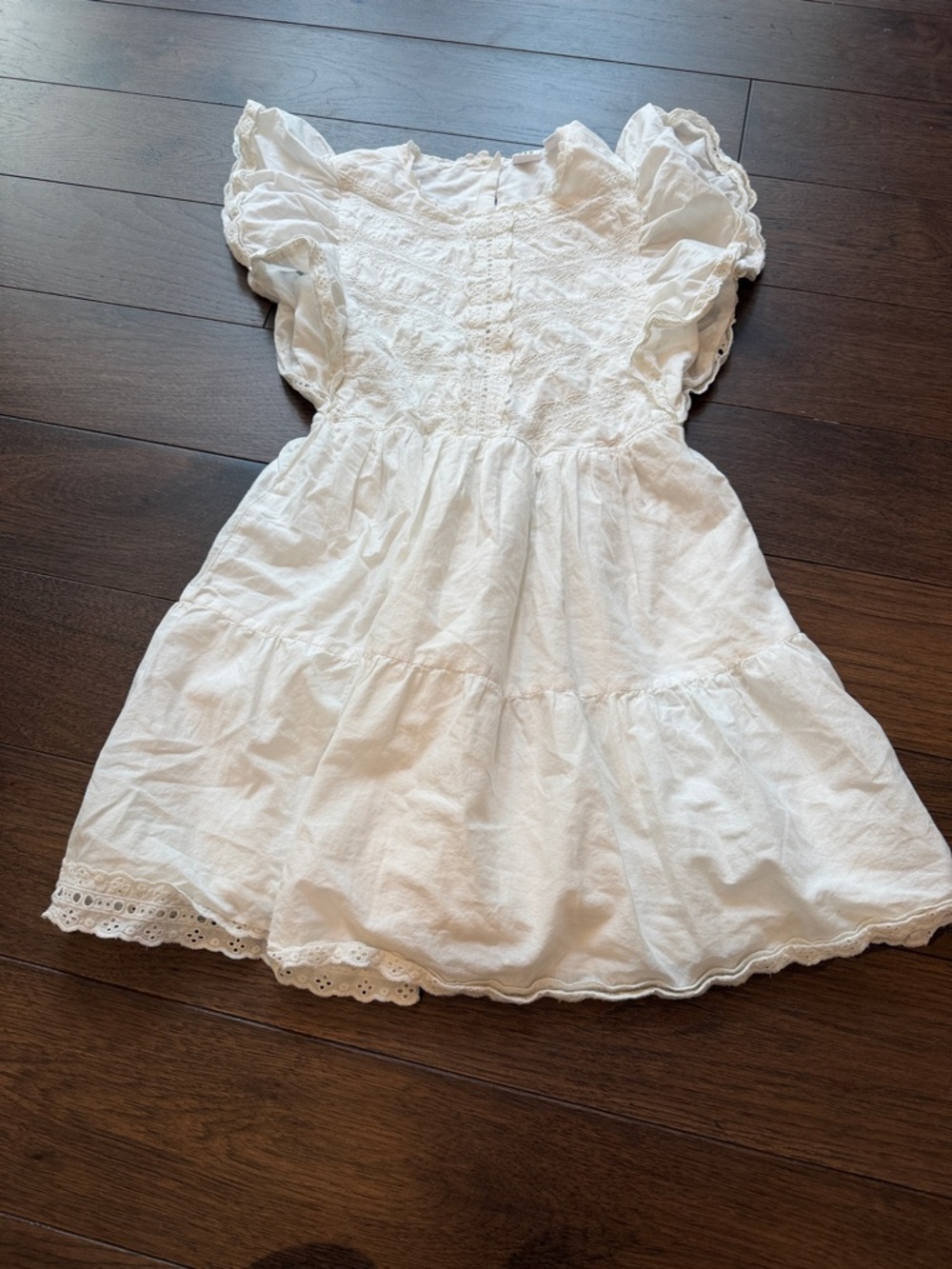 Gap Kids Lace Tiered Ruffle Dress Large in New Off White - C42-013 - Picture 6 of 12